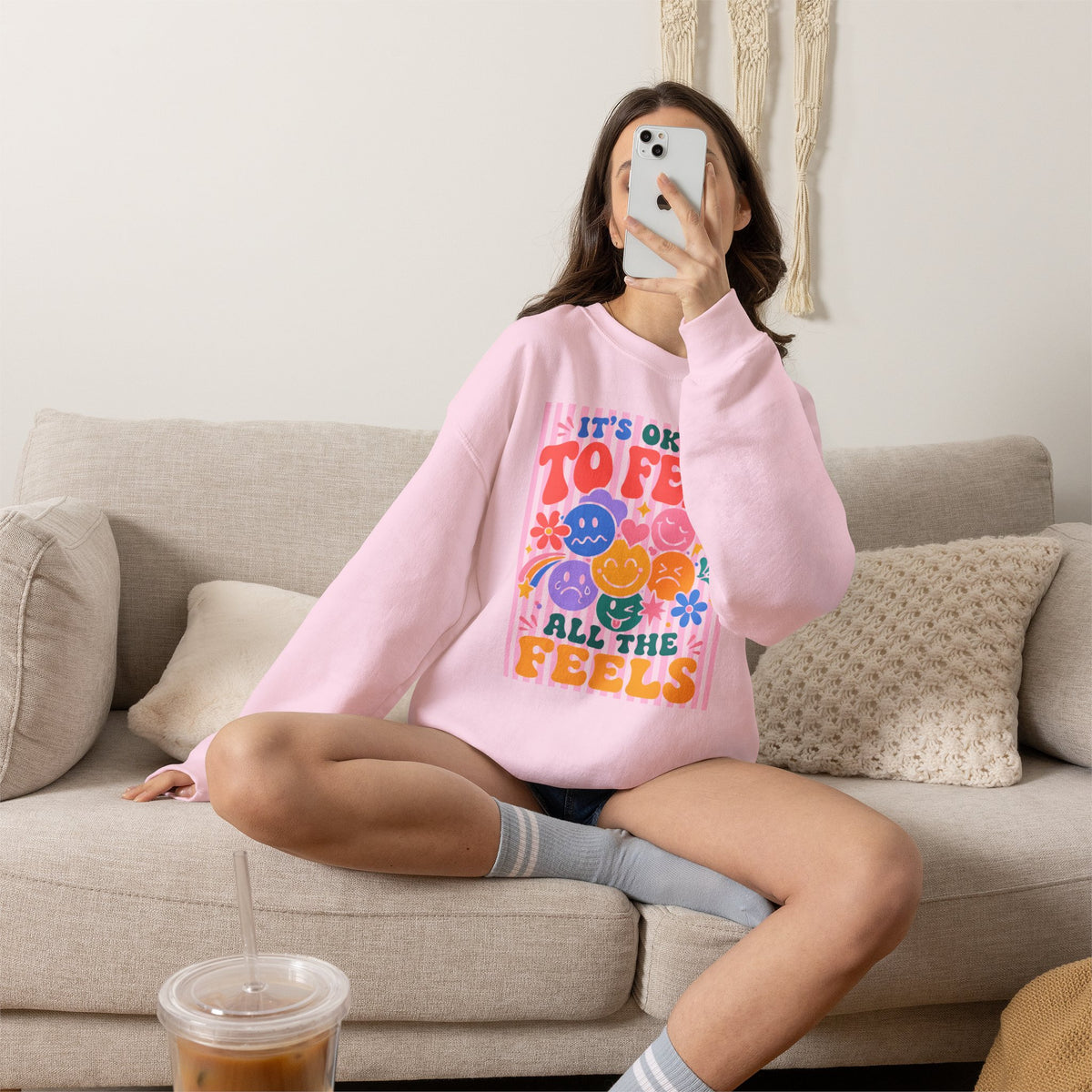 It's Okay to Feel All the Feels Gildan Unisex Heavy Blend™ Crewneck Sweatshirt for OT, PT, Speech, School Therapists