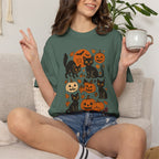 Spooky Black Cats and Jack-O-Lanterns, Unisex Comfort Colors Tee