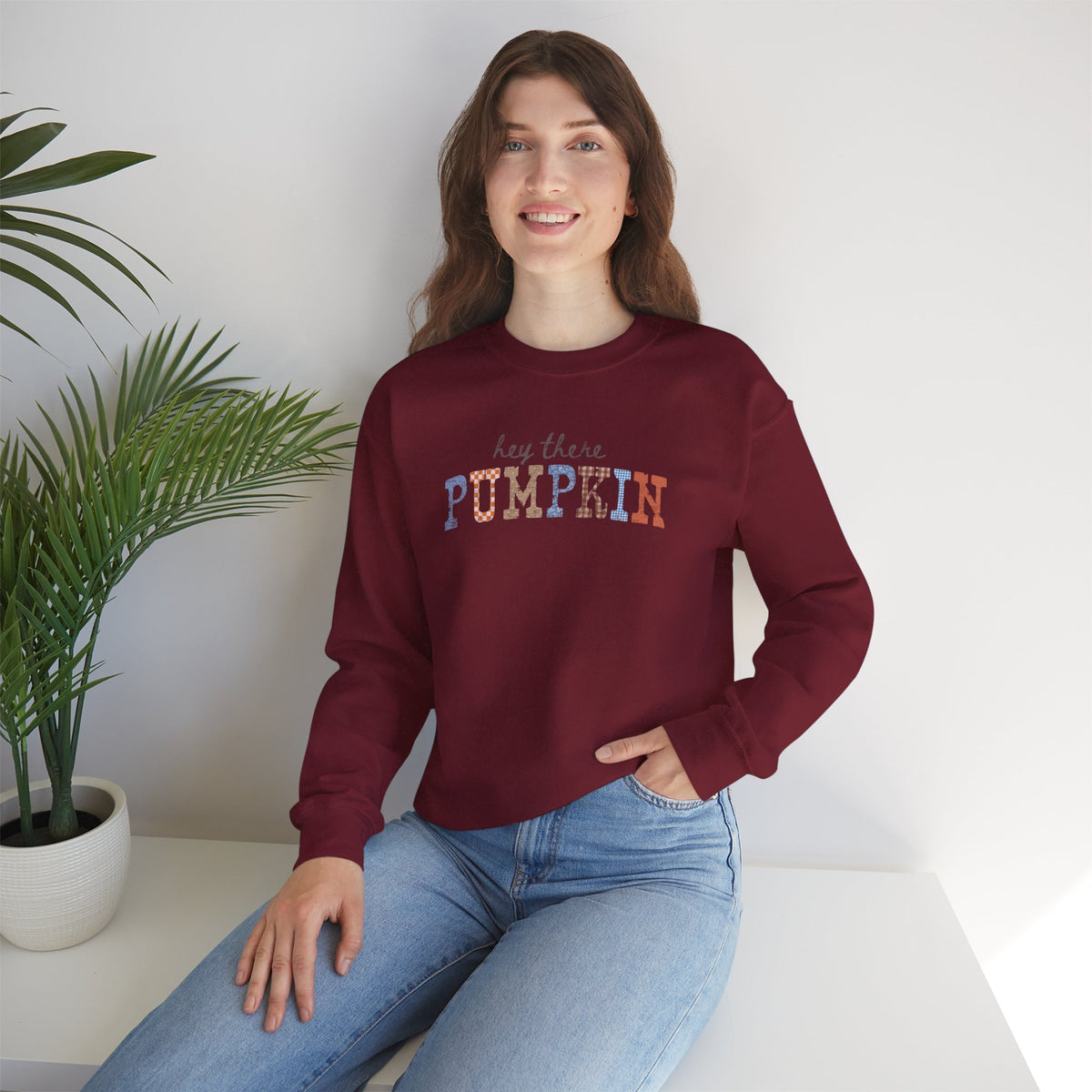 Hey There Pumpkin Cute Fall Gildan Unisex Heavy Blend™ Crewneck Sweatshirt for Autumn, Thanksgiving