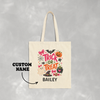 Personalized, Custom Trick-or-Treat, Halloween, Reusable Double-Sided Cotton Canvas Tote Bag for Girls