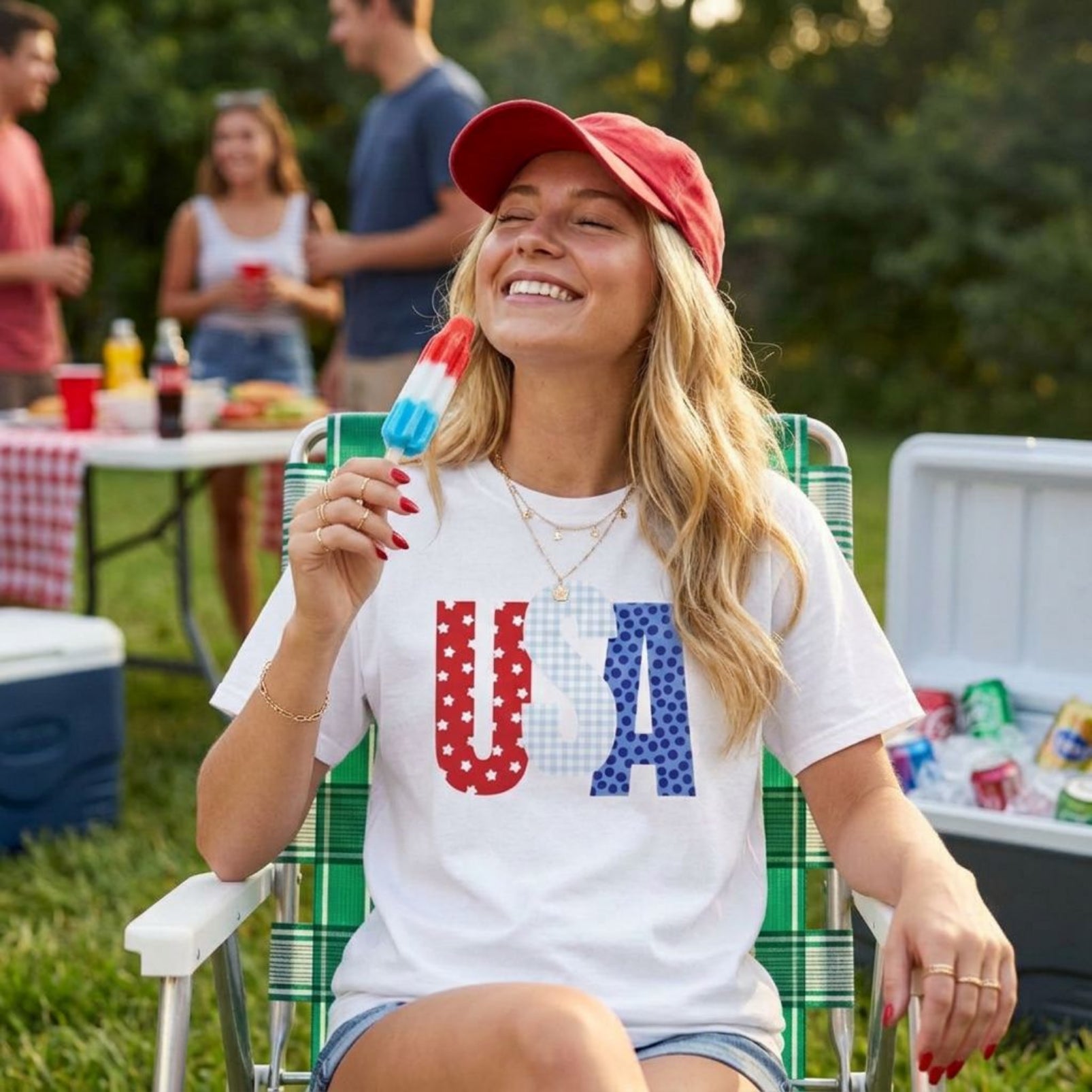 USA CC Tee, Cute 4th of July T-shirt for Women, Comfort Colors