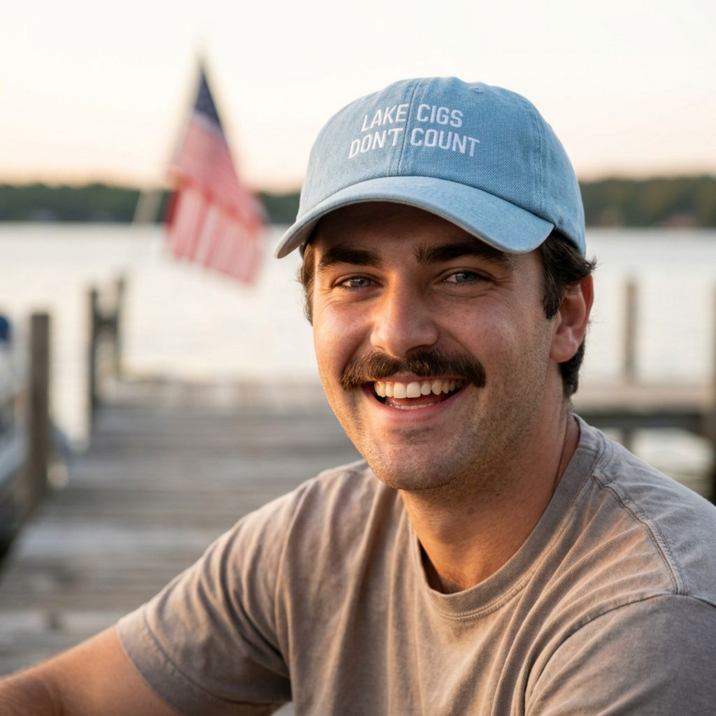 Lake Cigs Don't Count Embroidered Denim Hat, Funny Hat for Men and Women Summer, 4th of July, Independence Day, Cookouts, BBQ, Lake Life