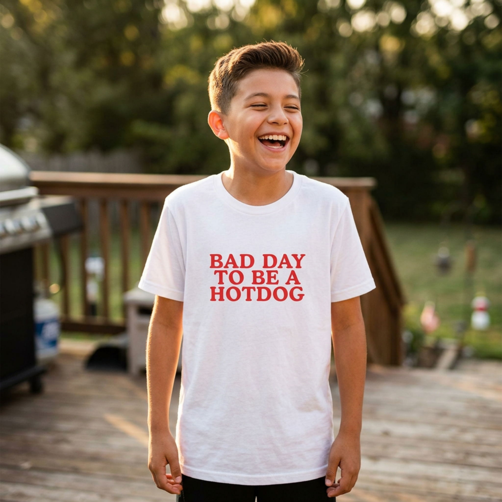 Bad Day to be a Hotdog Gildan Kids Softstyle Tee, Funny Shirt for 4th of July, Cookouts, BBQ